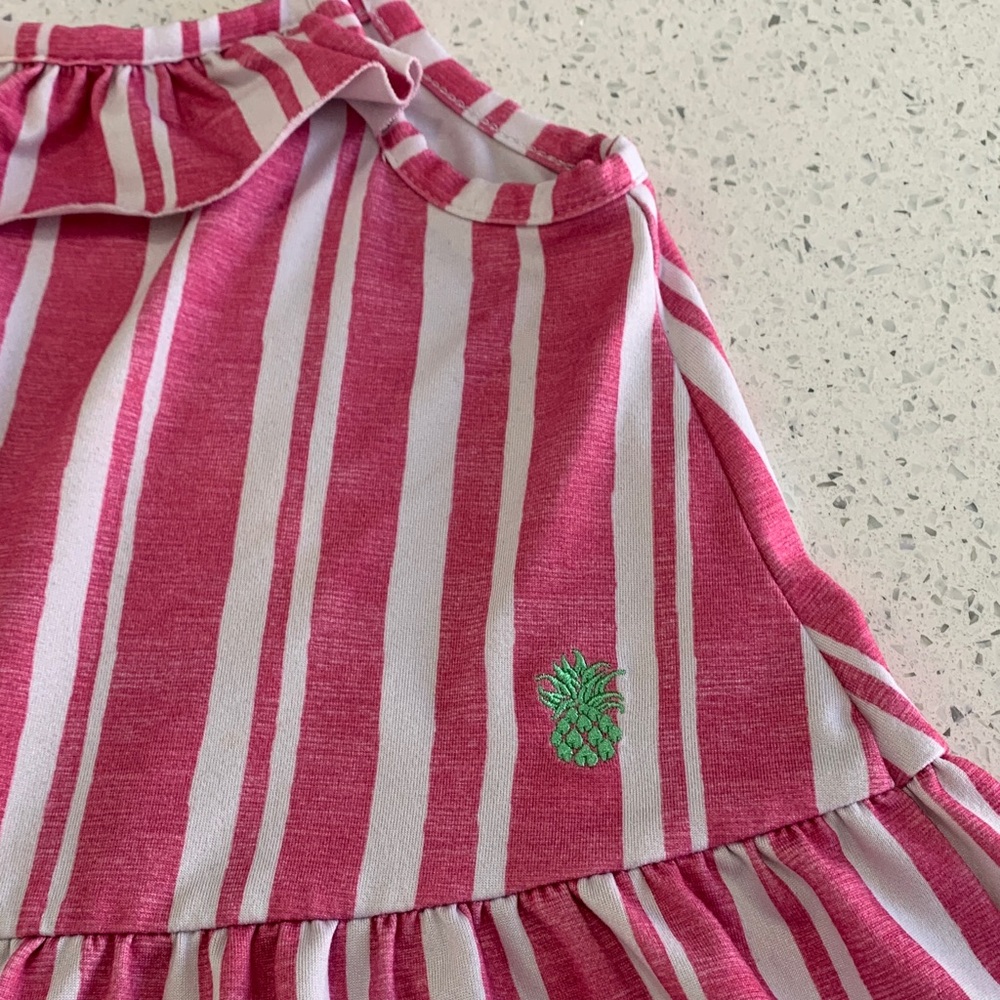 Tommy Bahama Pink & White Striped Ruffle Tiered Dress - Picture 4 of 8